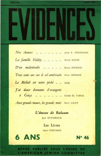Evidences. N° 46 (Mars 1955)